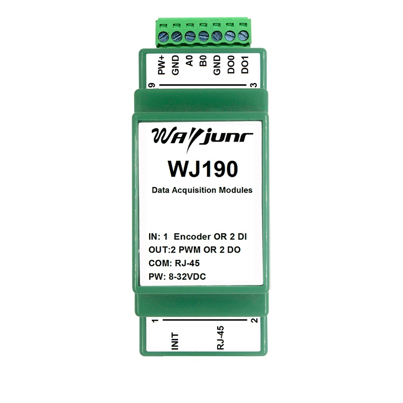 1路光柵尺磁柵尺編碼器或2路高速DI脈沖信號轉Modbus TCP網絡模塊 WJ190